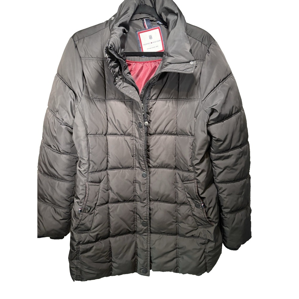 Tommy Hilfiger‎ womens puffer black coat size L removable hood